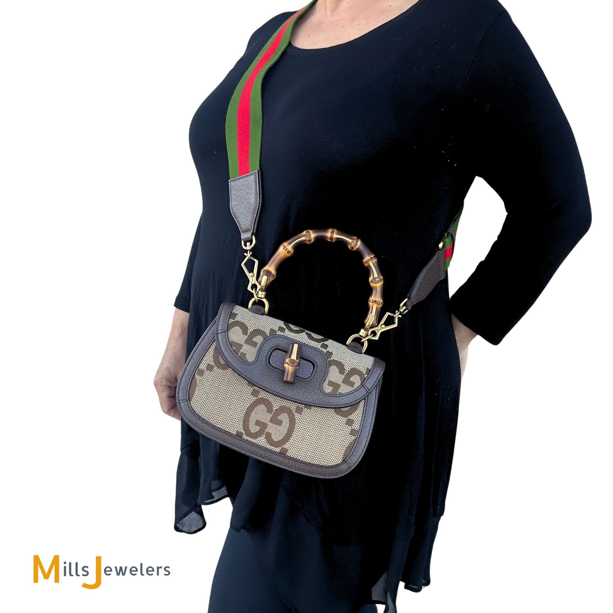Gucci Bamboo 1974 Jumbo GG Monogram Canvas and Leather