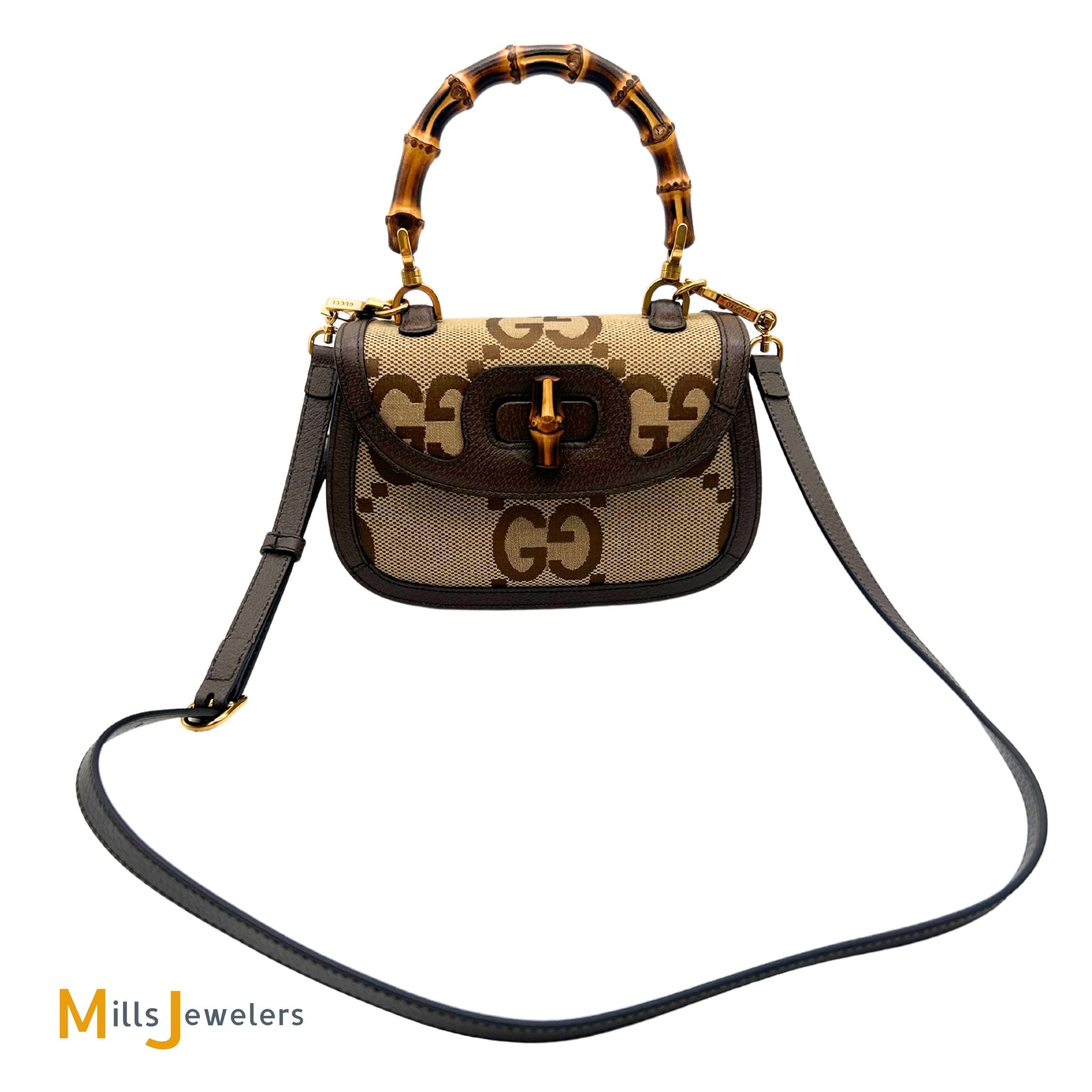 Gucci Bamboo 1974 Jumbo GG Monogram Canvas and Leather