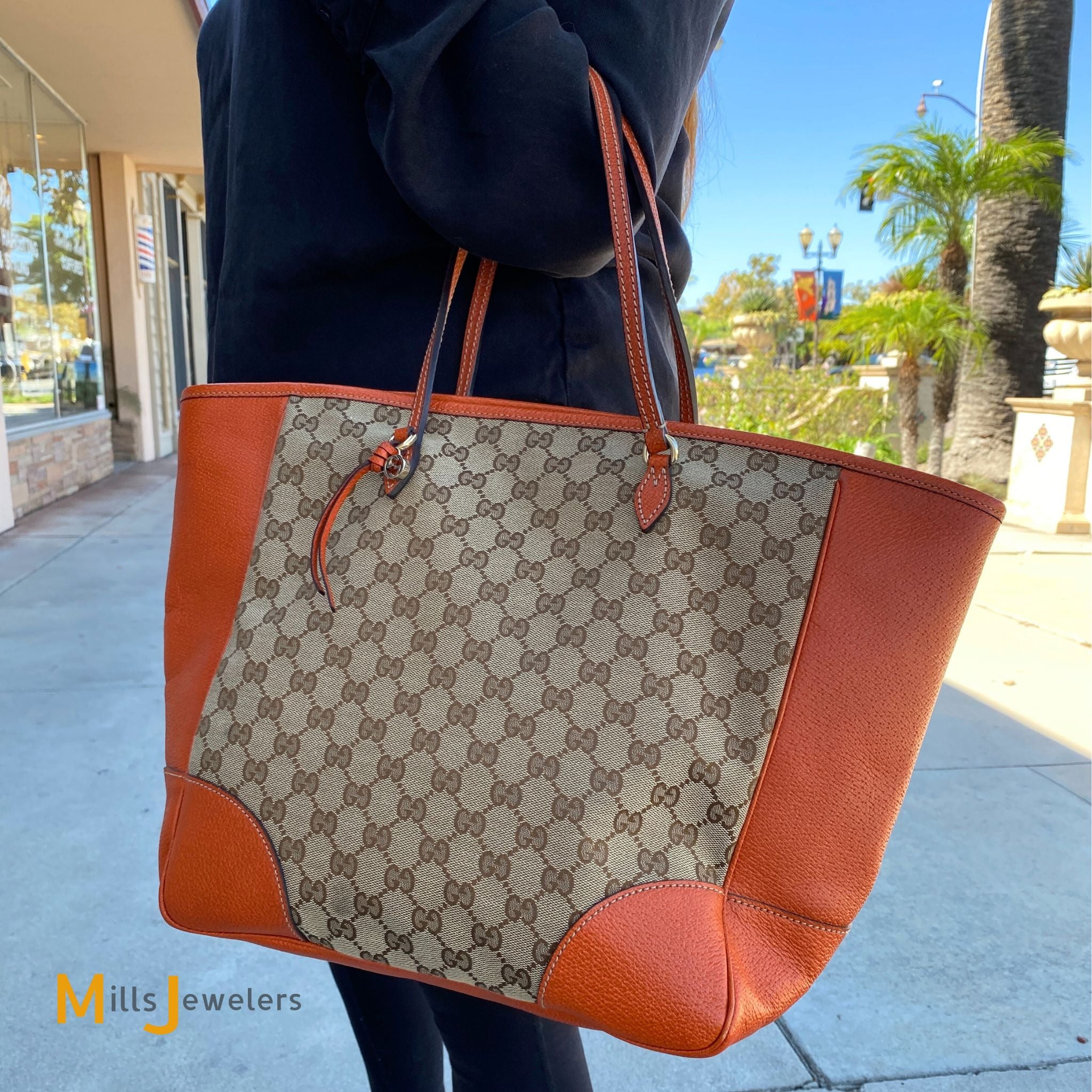 Gucci Brown GG Canvas and Leather Bree Tote Gucci