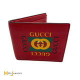 Gucci Red Leather Logo Print Limited Edition Bifold Wallet