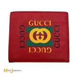 Gucci Red Leather Logo Print Limited Edition Bifold Wallet