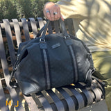 Gucci GG Web Black Nylon XL Duffle Weekender Bag 2015