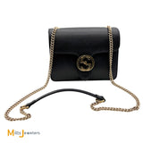 Gucci Black Calfskin Leather Dollar Small Interlocking G Crossbody Bag