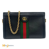 Gucci Black Calfskin Leather Ophidia Chain Shoulder Bag