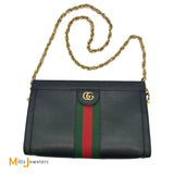 Gucci Black Calfskin Leather Ophidia Chain Shoulder Bag