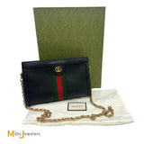 Gucci Black Calfskin Leather Ophidia Chain Shoulder Bag