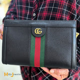 Gucci Black Calfskin Leather Ophidia Chain Shoulder Bag
