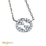 18K White Gold Gucci Interlocking G 0.27ctw Diamond Station Necklace 16"