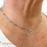 18K White Gold Gucci Interlocking G 0.27ctw Diamond Station Necklace 16"