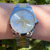 Gucci G-Timeless Two-Tone Stainless Steel Iconic Bee Silver Dial Watch YA1264131