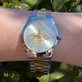 Gucci G-Timeless Two-Tone Stainless Steel Iconic Bee Silver Dial Watch YA1264131