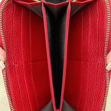 Gucci GG Beige Logo Long Canvas Leather Red Bifold Zip Around Wallet