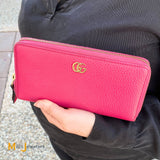 Gucci GG Marmont Zip-Around Calfskin Wallet Fuchsia