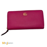 Gucci GG Marmont Zip-Around Calfskin Wallet Fuchsia