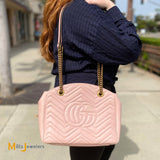 Gucci Calfskin Matelasse Medium GG Marmont Pink Shoulder Bag