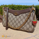 Gucci GG Ophidia Small Shoulder Bag With Strawberry Bag Charm