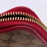 Gucci GG Beige Logo Long Canvas Leather Red Bifold Zip Around Wallet