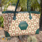 Gucci GG 100th Anniversary Limited Edition Raffia Canvas and Leather Tote