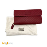 Gucci Signature microGuccissima Red Continental Leather Zip-Around Bifold Wallet