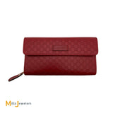 Gucci Signature microGuccissima Red Continental Leather Zip-Around Bifold Wallet