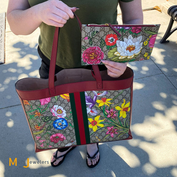 Gucci GG Ophidia Supreme Soft Floral Tote Bag with Pochette