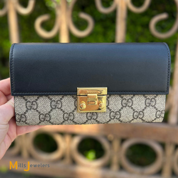 Gucci GG Supreme Padlock Canvas & Leather Chain Bag 453506