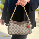 Gucci GG Ophidia Small Shoulder Bag With Strawberry Bag Charm