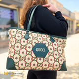 Gucci GG 100th Anniversary Limited Edition Raffia Canvas and Leather Tote