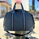 Gucci GG Web Black Nylon XL Duffle Weekender Bag 2015