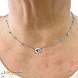 18K White Gold Gucci Interlocking G 0.27ctw Diamond Station Necklace 16"