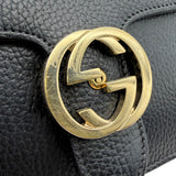 Gucci Black Calfskin Leather Dollar Small Interlocking G Crossbody Bag