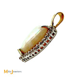 14K Two-tone Gold 20.37ct Australian Fire Opal and 1.08ctw Diamond Heart Pendant