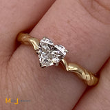 14K Yellow Gold 0.70ct Heart-Shaped Diamond Solitaire Ring Size 8