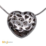 14K White Gold 1.07ctw Diamond Heart Slide Pendant with Milros Italian Necklace