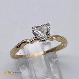 14K Yellow Gold 0.70ct Heart-Shaped Diamond Solitaire Ring Size 8