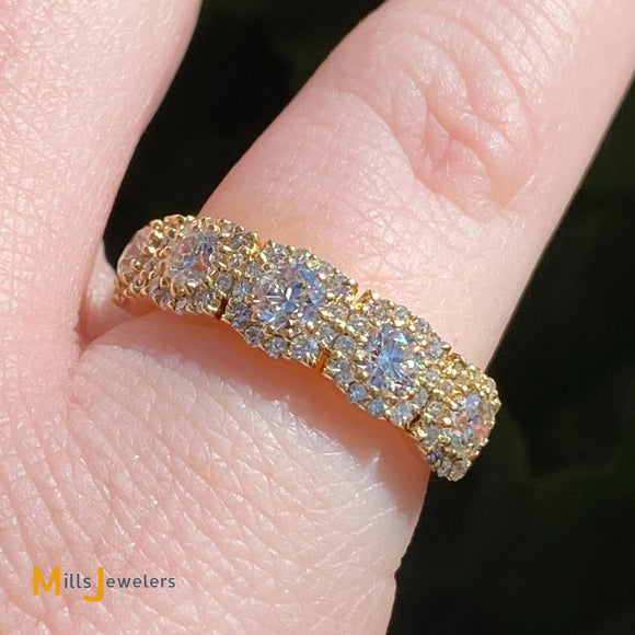 Hearts On Fire 18K Yellow Gold 1.25ctw Custom Halo Diamond Band Size 4.25