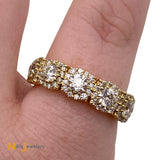 Hearts On Fire 18K Yellow Gold 1.25ctw Custom Halo Diamond Band Size 4.25