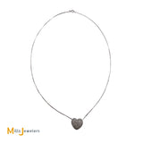14K White Gold 1.07ctw Diamond Heart Slide Pendant with Milros Italian Necklace