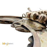 Vintage Signed R Sterling Silver 925 Turquoise and Mother of Pearl Inlay Bluebird Squash Blossom Necklace 25"