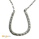 14K White Gold 0.22ctw Diamond Horseshoe Stationary Pendant Necklace