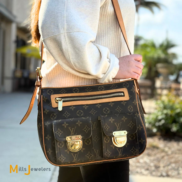 Louis Vuitton Hudson GM Monogram Canvas Crossbody Satchel Bag 2006