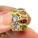 14k Yellow Gold Multicolor Gemstone Huggie Hoop Earrings