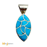 Carmichael Haloo Zuni Sterling Silver 925 Fish Scale Inlaid Turquoise Dangle Pendant