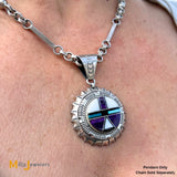 Wilson Padilla Navajo Sugilite Opal Turquoise Black Onyx Sterling Silver 925 Inlay Pendant