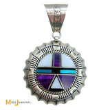 Wilson Padilla Navajo Sugilite Opal Turquoise Black Onyx Sterling Silver 925 Inlay Pendant