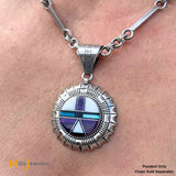 Wilson Padilla Navajo Sugilite Opal Turquoise Black Onyx Sterling Silver 925 Inlay Pendant