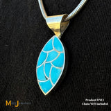 Carmichael Haloo Zuni Sterling Silver 925 Fish Scale Inlaid Turquoise Dangle Pendant