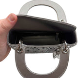 Dior Mini Lady Dior Gray Strass Satin Cannage Crossbody Bag