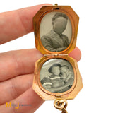 Antique 14K Yellow Gold Photo Keepsake Locket Necklace 16"