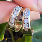 14K Yellow Gold 1.1ctw Round Brilliant Diamond J-Hook Earrings
